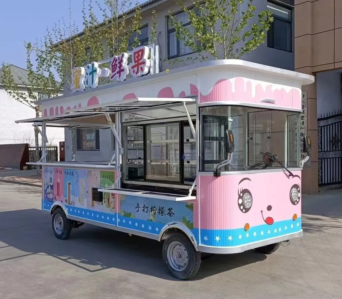 Çin ekipmanları hızlı teslimat açık tasarım barbekü dondurma konteyneri gıda römork satılık ucuz sepeti kamyon