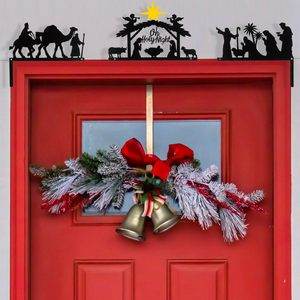 Décoration de porte de Noël en métal, motif de crèche, pour cadre de porte, armoire, étagère, fenêtre, mur, maison, bureau, cuisine, décorations chrétiennes - Product Image 5