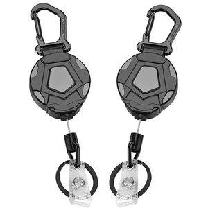 Retractable Keychain Heavy Duty Carabiner Badge Holder Tactical ID Badge Reel with 31.5 Inch Steel Retractable Cord