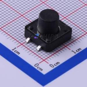 TS-1103S-B-K Tactile Switch SMD-4P,12x12mm Switch Single Pole Single Throw Round Button 1.6N Vertical Mount - Product Image 1
