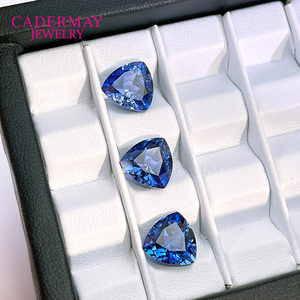 Cadermay Trillion - <span class=keywords><strong>Zafiro</strong></span> Azul Aciano Cultivado en Laboratorio con Inclusiones, Piedra Preciosa Suelta Sintética para Anillo, Pulsera o Collar - Product Image 5