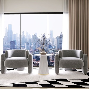 Sofá Individual Nórdico para Sala <span class=keywords><strong>de</strong></span> Estar, Dormitorio, Recepción, Salón <span class=keywords><strong>de</strong></span> Belleza, Área <span class=keywords><strong>de</strong></span> Descanso, Estilo Crema, Sillón Perezoso - Product Image 3