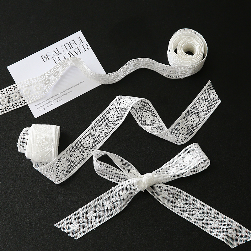 New Product 3 cm * 4 Yards Lace Flower Packaging Gift Packaging Baked Fabric Decoration Gift Ribbon Birthday Decoration Ribbon