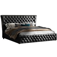 Meubles de chambre à coucher Chesterfield nouveau modèle double reine roi ascenseur à gaz en cuir véritable tête de lit rembourrée en PU conceptions de lit de stockage
