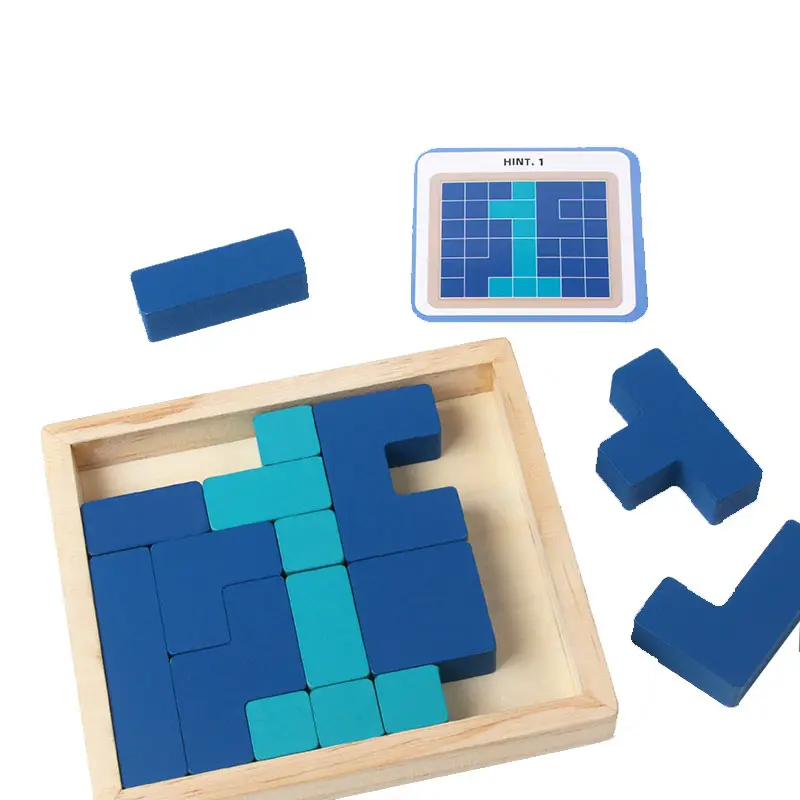 Venta al por mayor niños pequeños 3D apilamiento tablero de rompecabezas de juguete bloques de rompecabezas conjunto de juguetes educativos de madera