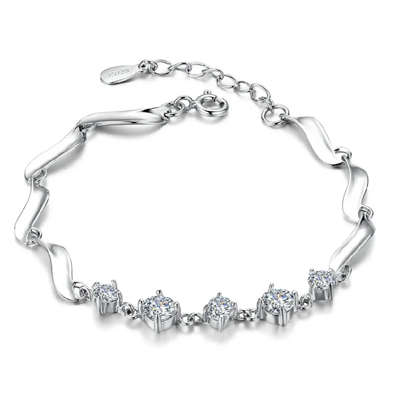 Dropshipping S925 Sterling Silver Plated Bracelet Women Gift for Mom Pulsera Mujer Jewelry Diamond Bracelet Gemstone Bizuteria