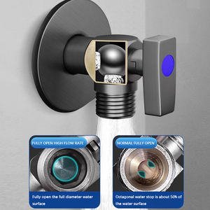 공장 도매 볼 코어 대형 흐름 위생 분기 차례 화장실 냉기와 뜨거운 완전 개방 1/2 욕실 액세서리 각도 밸브 - Product Image 3