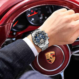 Montre mécanique pour homme For 1423 Luxury Charm Hollow Tourbillon automatique, bracelet en acier inoxydable de 20 mm, cadran à aiguilles, étanche - Product Image 1