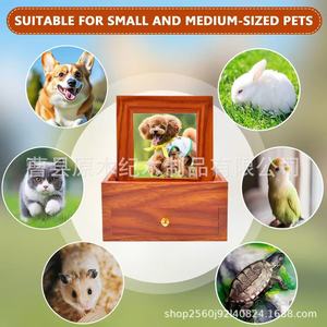 Wooden Pet <b>Urn</b> With Photo Frame Solid Wood Rectangle Pet Keepsake Box For <b>Cat</b> Dog Memorial - Product Image 2