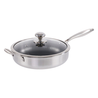 Ensemble de casseroles et poêles antiadhésives en acier inoxydable tri-couches de haute qualité, compatibles lave-vaisselle, à motif nid d'abeille