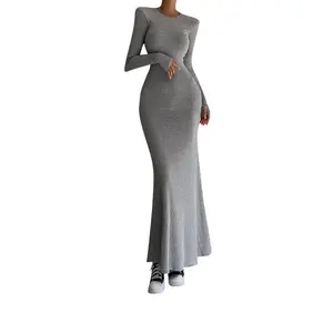 2022 new arrivals autumn collection round neck fashion fish tail design women casual dresses women's dresses