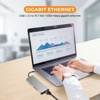 Hub USB C 7 en 1 con HDMI 4K, RJ45 Gigabit, USB 3.0, PD 60W, Lector de Tarjetas SD y TF, Base de Aluminio para MacBook y Laptop
