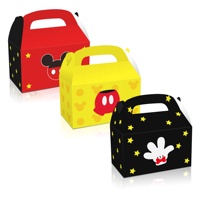 Huancai 12 boîtes à friandises en papier rouge, jaune et noir avec motif Mickey, pour gâteaux, cadeaux, friandises, pour les fournitures de fête d'anniversaire des enfants