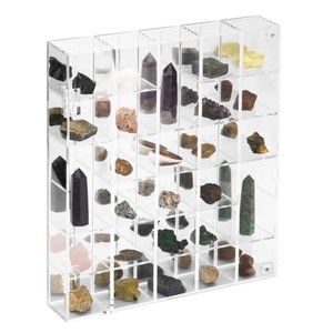 Adjustable Rock Display Case Clear Acrylic Stones Storage Display Case Mineral Crystal Collectibles Holder Organizer Showcase