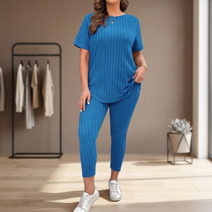 Ensemble deux pièces décontracté pour femme : T-shirt ample à manches courtes motif dessin animé et pantalon large – Collection été BD 304-365 BDT - Product Image 3