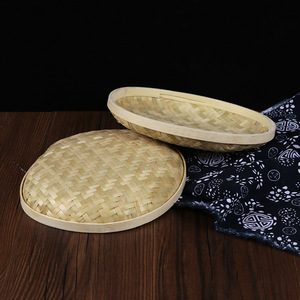 Bamboo Woven Basket Round 23x20cm Handmade <b>For</b> Food Storage <b>Kitchen</b> Use - Product Image 2