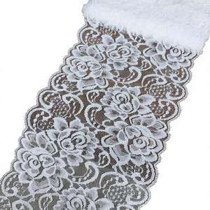 Chemin de table moderne en dentelle de polyester, 13 pouces de large, blanc, motif floral, pour décorations de mariage, couture, 120 pouces - Product Image 2