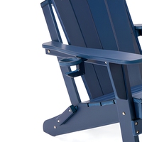 Chaise Adirondack pliante en HDPE rouge, siège de salon extérieur avec accoudoirs, meubles de patio, de jardin, de plage et de terrasse