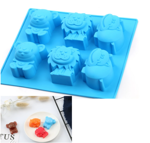 Silicone Mold <strong>Hippo</strong> lion Bear Animal Silicone Cake <strong>Chocolate</strong> Mold 6 Making Moulds - Product Image 2