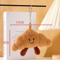 Porte-clés en peluche mignon en forme de croissant, design de pain en peluche doux et moelleux, breloque de sac, ornement suspendu