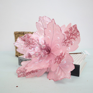 Glitter in seta artificiale rosa rosa fiori di <span class=keywords><strong>natale</strong></span> impermeabile fatto a mano moderno <span class=keywords><strong>buon</strong></span> <span class=keywords><strong>natale</strong></span> decorazione per la casa decorazioni per la casa - Product Image 3