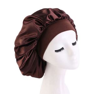 Bonnet en satin personnalisé avec logo, accessoires pour cheveux, bande élastique large, grande taille, bonnet de nuit pour femmes, usage quotidien et plage - Product Image 6