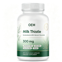 Capsules végétariennes de chardon-Marie 300 mg OEM, 80 % de silymarine, sans OGM, sans gluten, végétaliennes, 240 unités, complément alimentaire quotidien à base de plantes