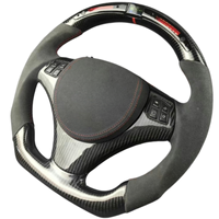 Volant en fibre de carbone à fond plat personnalisé pour BMW E90 E92, style course LED, mise à niveau sans airbag