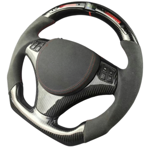 พวงมาลัยคาร์บอนไฟเบอร์แบบฐานเรียบสำหรับ <span class=keywords><strong>BMW</strong></span> <span class=keywords><strong>E90</strong></span> E92 รุ่น LED สไตล์รถแข่ง อัพเกรด ไม่รวมถุงลมนิรภัย - Product Image 2