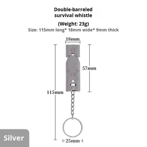 Высокодецибел из нержавеющей стали, свисток для выживания, двухтрубный, аварийно-спасательный свисток, спасательный высокочастотный свисток - Product Image 6