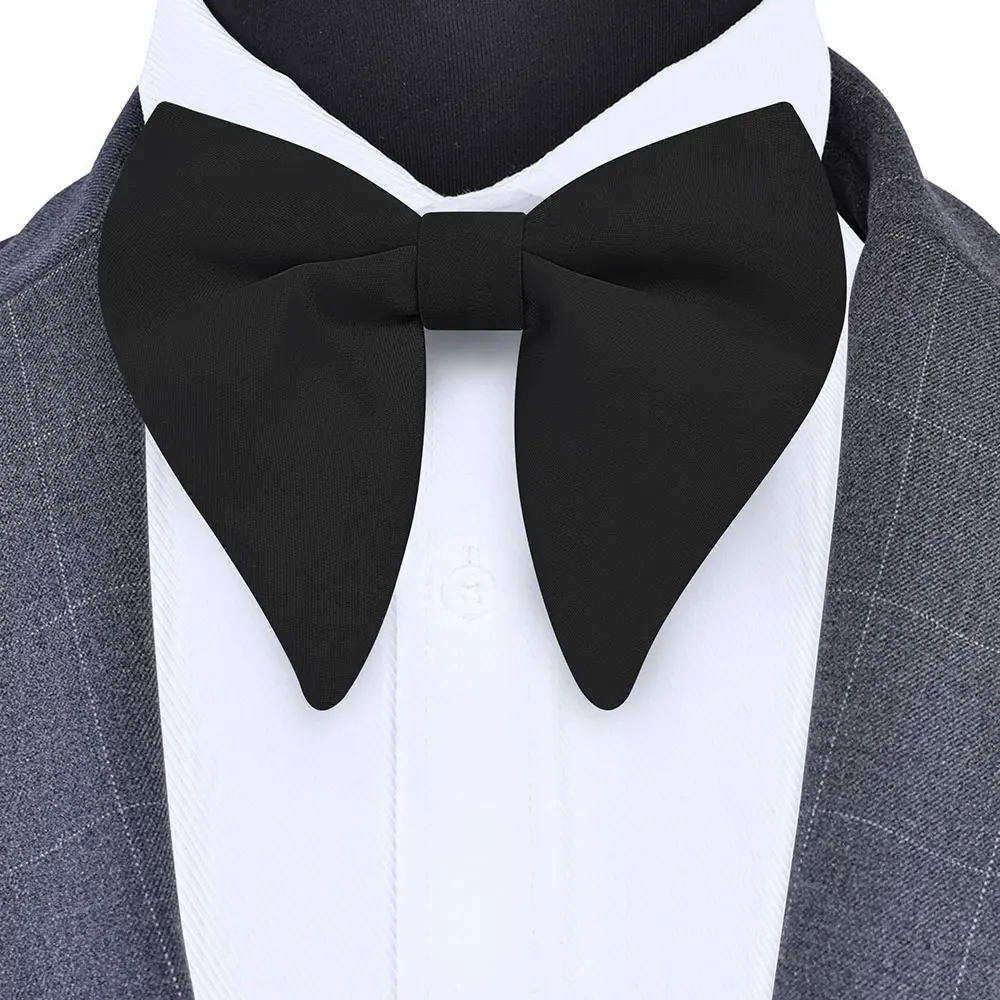 Klassiek Zwart Wit Groen Big Vlinderzijde Bowtie Custom Effen Polyester Geweven Mannen Avond Grote Strikjes Effen