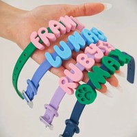 Ensemble collier et laisse pour chien en silicone personnalisé, collier pour chien personnalisé imperméable avec breloques lettres colorées