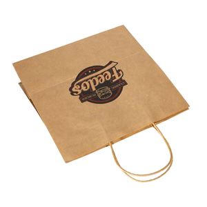 Sacs en papier kraft personnalisés pliables écologiques, recyclables, pour le shopping, les vêtements, les cadeaux, les aliments à emporter avec votre propre logo - Product Image 3