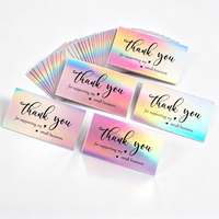 Carte de remerciement personnalisée avec laser arc-en-ciel, carte de vœux imprimée holographique pour les produits faits à la main et l'emballage de cadeaux artisanaux