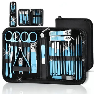 Ensemble de manucure et pédicure 16 pièces en acier inoxydable, kit de soin des ongles, outils dégradés violet-bleu avec étui à fermeture éclair noir - Product Image 4