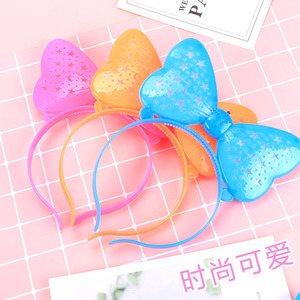 Diadema Luminosa con Lazo Brillante, Pinza para el Cabello Intermitente para Festivales, Jóvenes de 15 a 35 Años, Material Plástico, Diseño de Lazo Proyectado - Product Image 2