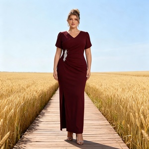 Elegante Vestido Abaya de Poliéster con Pedrería para Mujeres Musulmanas, Ideal para Fiestas y Eventos Nocturnos - Product Image 1