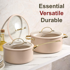 Juego de <span class=keywords><strong>Ollas</strong></span> de Cocina Antiadherentes de Aluminio Prensado de Alta Calidad, Moderno y Ecológico, de 15 Piezas, con Tapa de Vidrio, Apto para Lavavajillas y Horno - Product Image 6