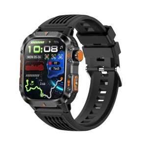 Montre connectée GPS DF HT36 noire avec lampe torche LED, écran HD, appels Bluetooth, surveillance de la fréquence cardiaque, de l'oxygène sanguin et de la santé, montre connectée sportive - Product Image 1