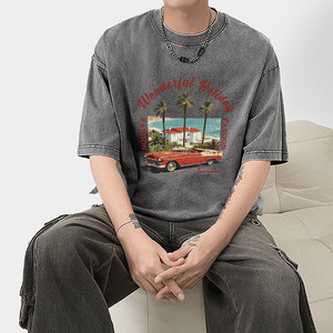 Camisetas de Verano para <span class=keywords><strong>Hombre</strong></span>, Estilo Retro, Lavadas, de Corte Holgado, Personalizadas OEM/ODM, Manga Corta, Estilo Urbano - Product Image 3