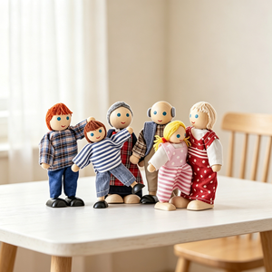 Juego de Muñecas Familiares ANNA & BECK, 6 Piezas, Duraderas, Montessori, Sensoriales, Educativas, Juguete para <span class=keywords><strong>Casa</strong></span> de Juegos, Regalo para Niños - Product Image 1