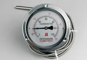 Thermomètre <span class=keywords><strong>capillaire</strong></span> analogique en verre, capteur de température modèle Y100, personnalisable OEM/ODM, plage 0-650°C, boîtier 100mm, longueur 3m - Product Image 2