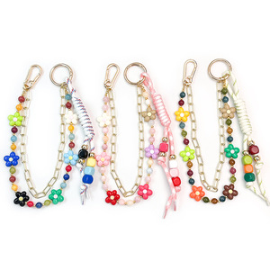 Double Layer Rainbow <b>Flower</b> Beaded Bag Charm <b>Sweet</b> Girl Handbag Pendant Fashion Keychain Gift - Product Image 4
