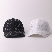 Casquette de baseball réglable avec strass étoile et lune, visière incurvée, chapeau tendance pour femme, vente en gros OEM