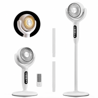 Ventilateur sur pied 2-en-1 avec télécommande et lumière LED, convertible bureau/sol, alimenté par batterie pour maison, bureau, chambre, camping-car