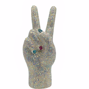 Pochette de soirée pour femme, style mode, avec cristaux Victory et strass brillants motif geste 'Yeah', pour boîte de nuit, bar et rendez-vous - Product Image 3