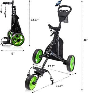 HOW TRUE vente en gros, chariot de traction manuel de Golf pliable en aluminium à 3 roues avec frein à pied - Product Image 3