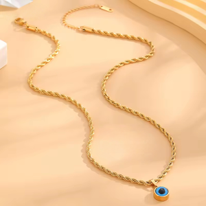 Hot Bán Ma Quỷ Của Mắt Màu Xanh Thép Không Gỉ 18K Vàng Trái Tim Chữ Thập Mặt Dây Chuyền Vòng Cổ - Product Image 6