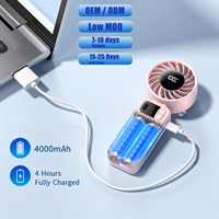Ventilateur portable pliable électrique USB 4000 mAh avec écran numérique et cordon, personnalisable avec logo OEM&ODM, pour l'extérieur, faible MOQ, vente en gros