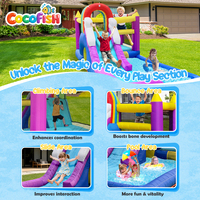 Château gonflable aquatique Cocofish avec toboggan et piscine, château gonflable arc-en-ciel Oxford pour enfants pour fête d'été en plein air